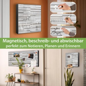 Banjado Schlüsselkasten Metall, 30x30cm, schwarz, mit Relief-Motiv. Magnetisch, beschreibbar & abwischbar. Ideal für Garderobe.