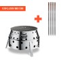 Petromax Atago Grill-Set mit 4 Edelstahl-Grillspießen, ideal für Camping und Outdoor-Abenteuer.