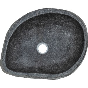 Ovales baliv Aufsatzwaschbecken WBA-7030 aus dunklem Naturstein, 40x50 cm.