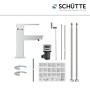 Schütte Waschtischarmatur Tokyo II Chrom mit Zubehör und flexiblen Anschlussschläuchen.