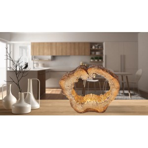 Globo LED-Tischlampe Vinzenz in Holzoptik, modernes Design für stimmungsvolle Beleuchtung.