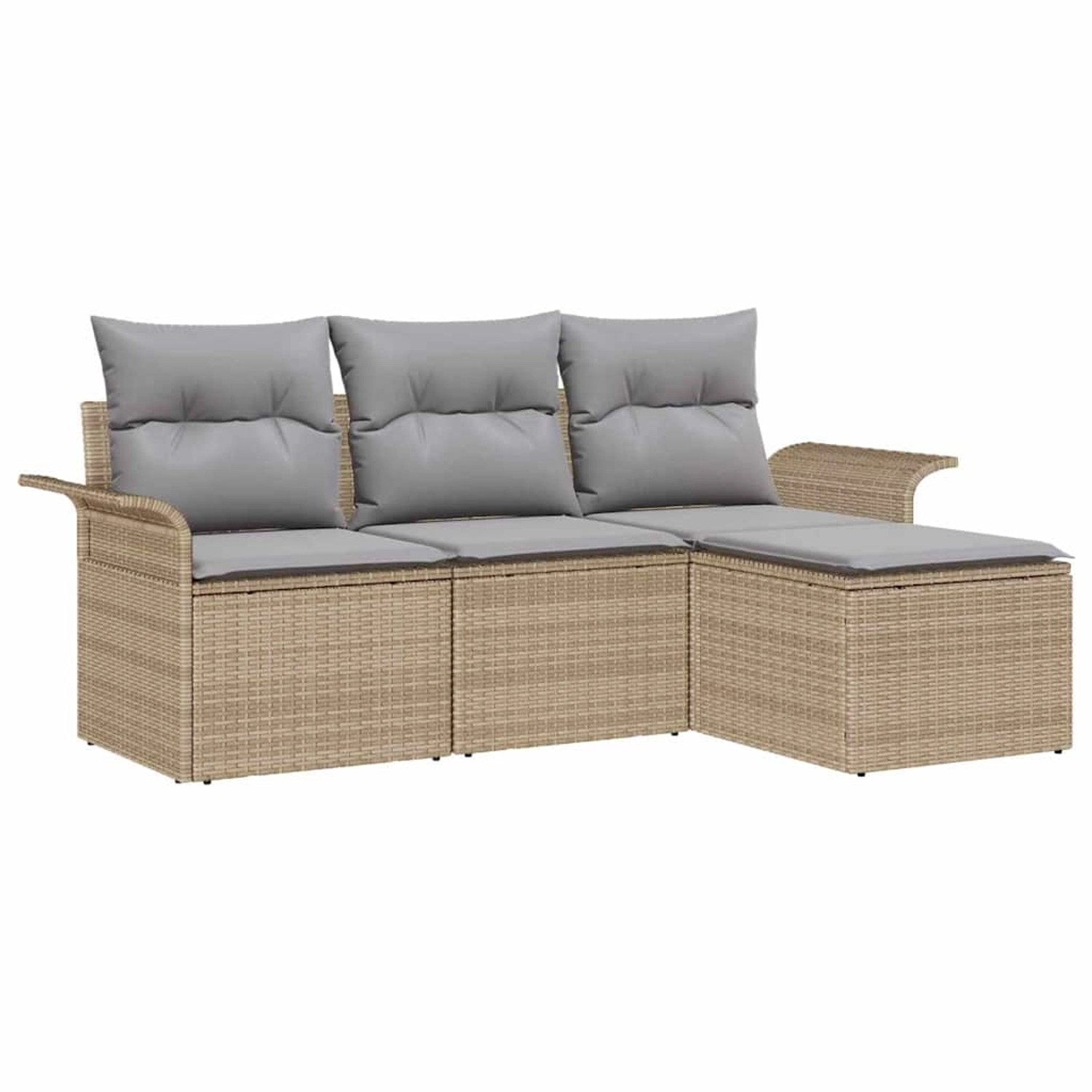 vidaXL Garten-Sofa-Set mit Kissen mit Speicher 4-Tlg Beige Poly Rattan 3353 günstig online kaufen