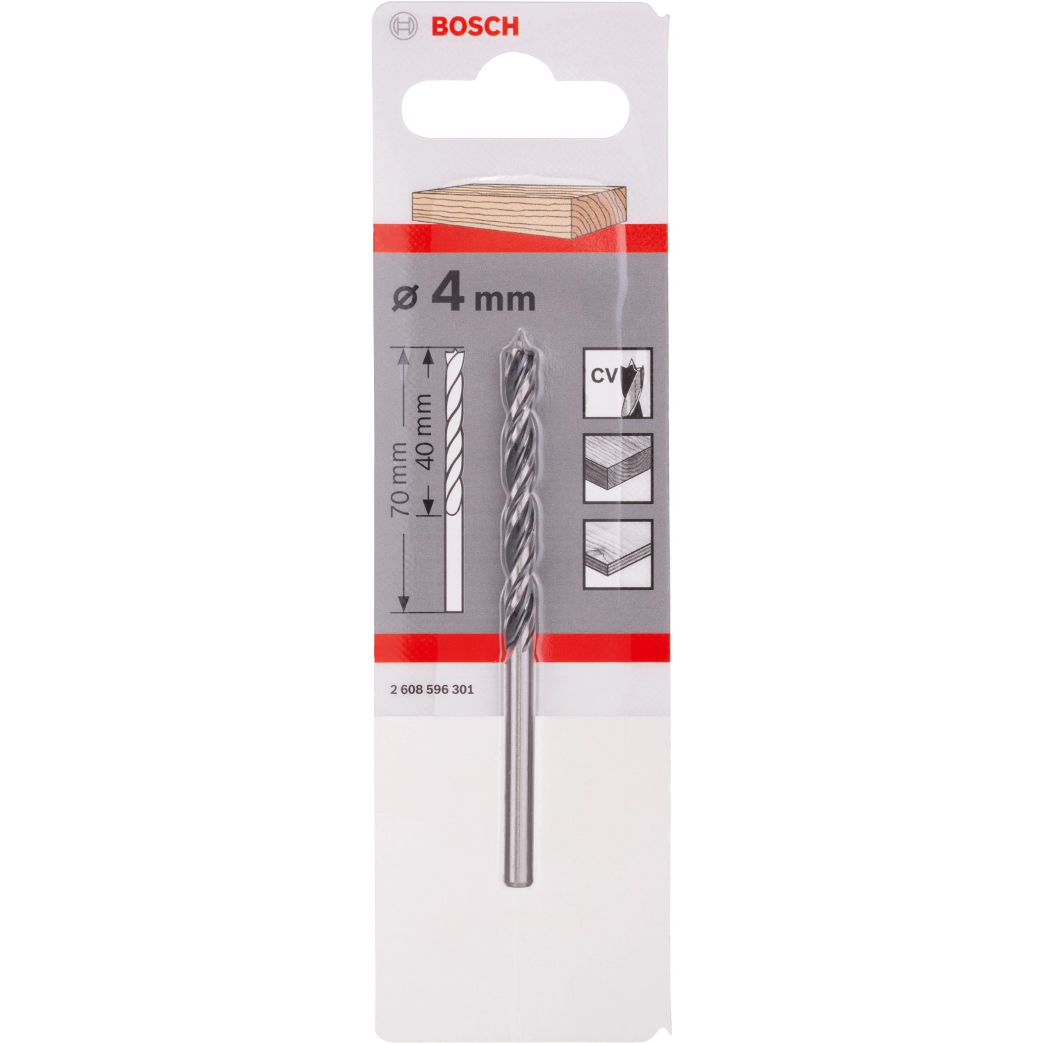 Bosch Holzspiralbohrer Pro, 4 mm, für präzise Löcher in Holz.