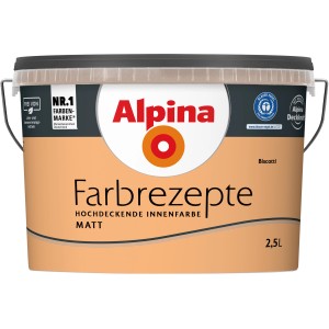 Eimer Alpina Farbrezepte Biscotti, matte Innenfarbe im warmen Orangeton, 2,5 Liter.