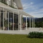 Palram Canopia Seitenwand 3 m, weiße Terrassenüberdachung mit transparenten Polycarbonatplatten.