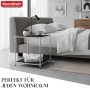 Schwarzes Floordirekt Metallregal Concept Epure MK-012 als Beistelltisch im Schlafzimmer.
