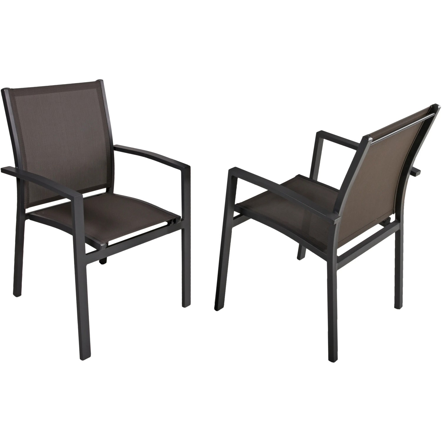 Garten Pleasure Gartenmöbel-Set Davina, 2 braun-schwarze Stühle mit Armlehnen.