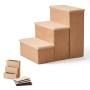 Beige faltbare Hundetreppe aus MDF mit 3 Polyester-Stufen und Stauraum. Aufstiegshilfe für Haustiere.