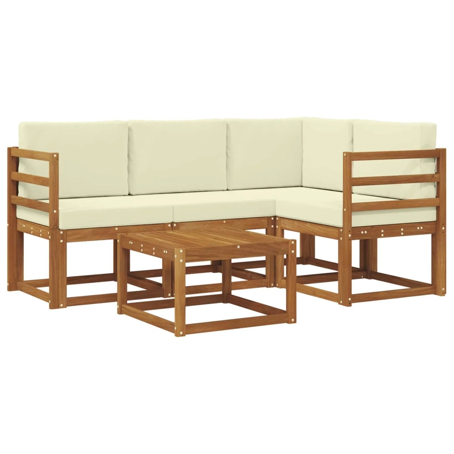 vidaXL Outdoor-Sofagarnitur mit Kissen 5 Stk Natur und Creme 3366343