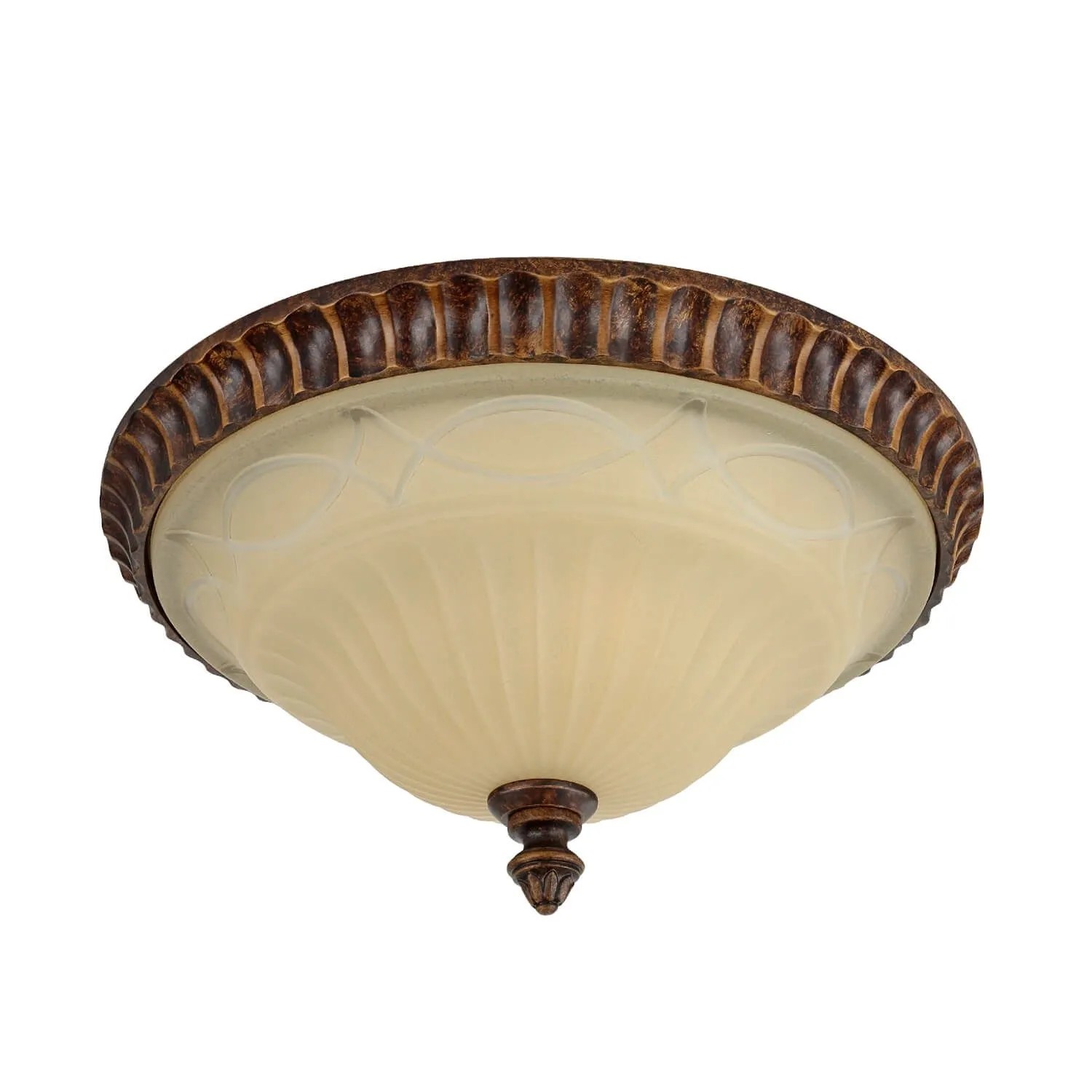 Licht-Erlebnisse Deckenlampe Rustikal Ø 33 cm Rund 2x E27 Metall Glas