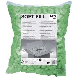 Sack mit grünem Soft-Fill Füllmaterial 15 l zum Polstern in Umzugskartons.