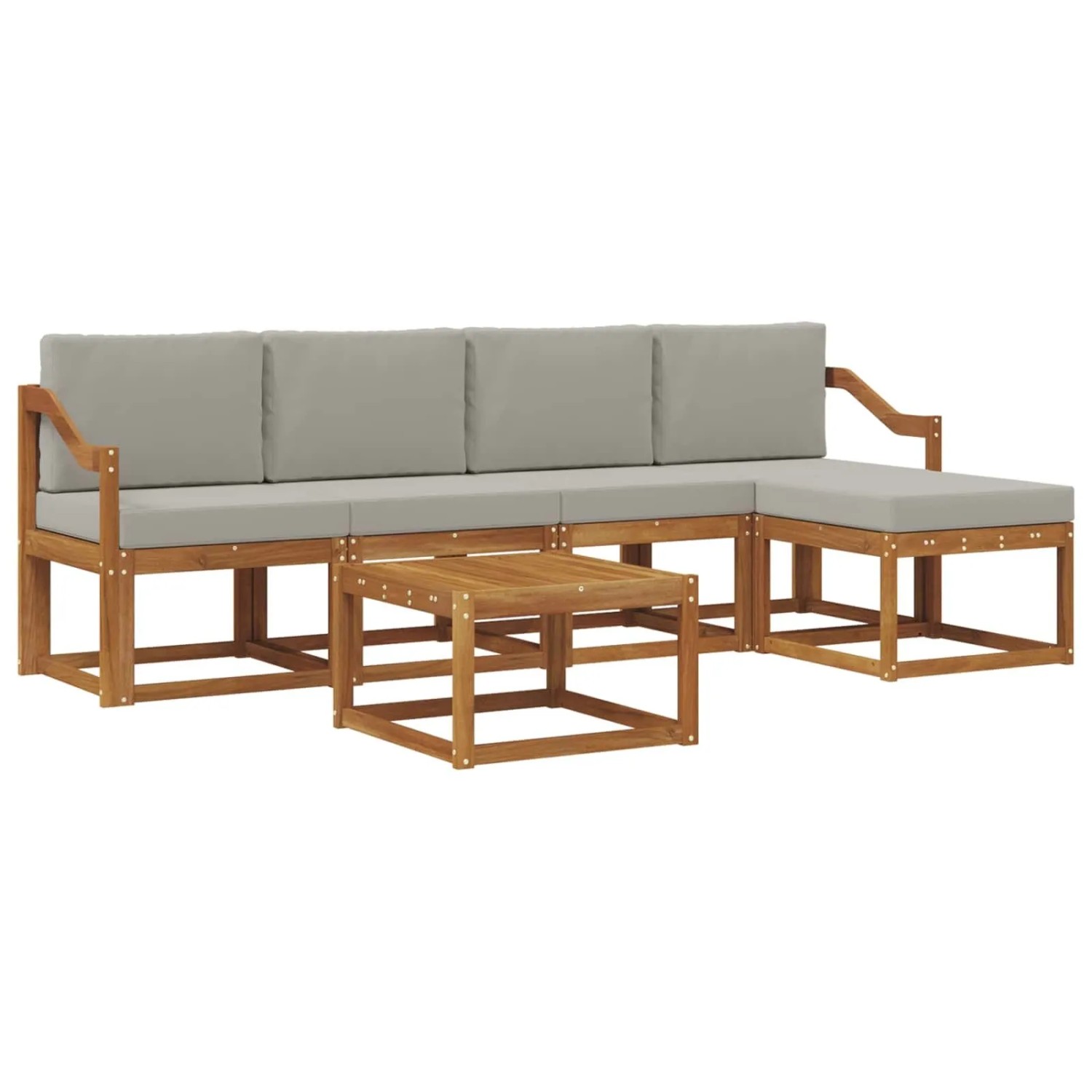 vidaXL Outdoor-Sofagarnitur mit Kissen 6 Stk Natur und Hellgrau 3366304