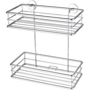 Tesa Duschkorb Baath Plus, zweistöckig, verchromter Edelstahl für Badaccessoires.