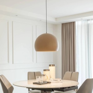 Moderne, braune LED-Pendelleuchte Lythara von Lucande aus Aluminium, 50 cm Durchmesser.
