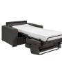 Grauer Schlafsessel Vizir mit ausgeklappter Bettfunktion und weißer Matratze. Kompakter Relaxsessel aus Stoff.