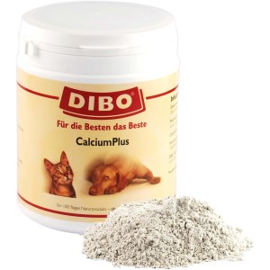 Dibo Calcium Plus Ergänzungsfutter für Hunde und Katzen, 800g Dose mit Pulver.
