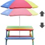 Axi Nick Picknicktisch Regenbogen mit Sonnenschirm, farbenfroher Kindertisch für Spiel & Spaß im Garten.