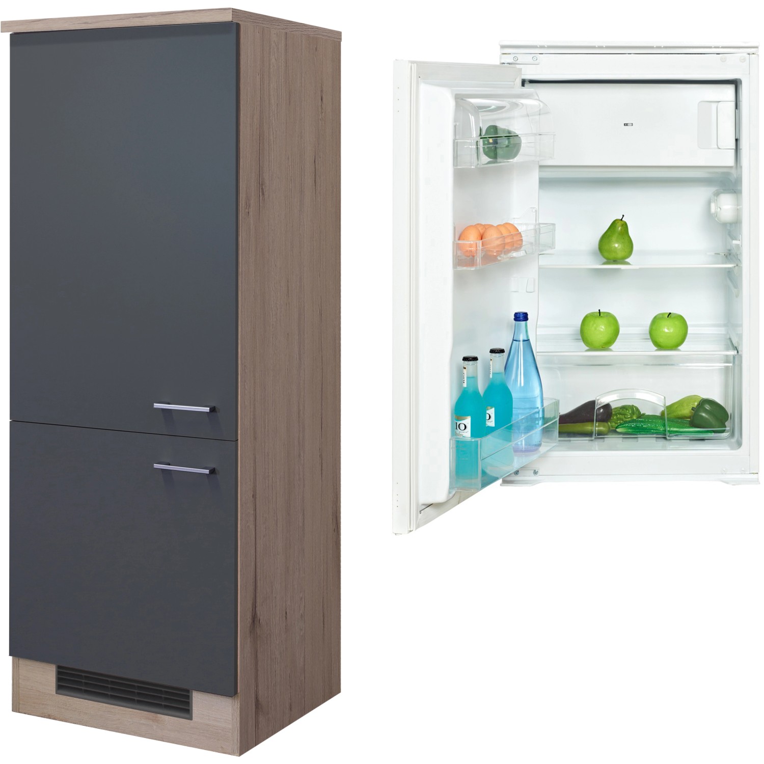 Flex-Well Exclusiv Kühlschrank-Einbauschrank Morena mit Kühlschrank EEK: F