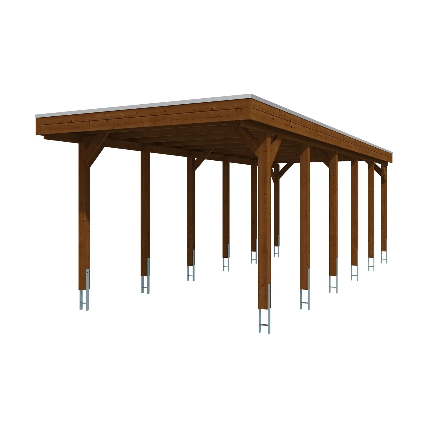 Skan Holz Carport Friesland mit EPDM-Dach 320 cm x 860 cm Nussbaum