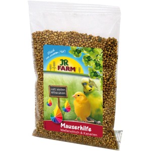 JR Farm Mauserhilfe für Wellensittiche & Kanarien, 30g Packung.