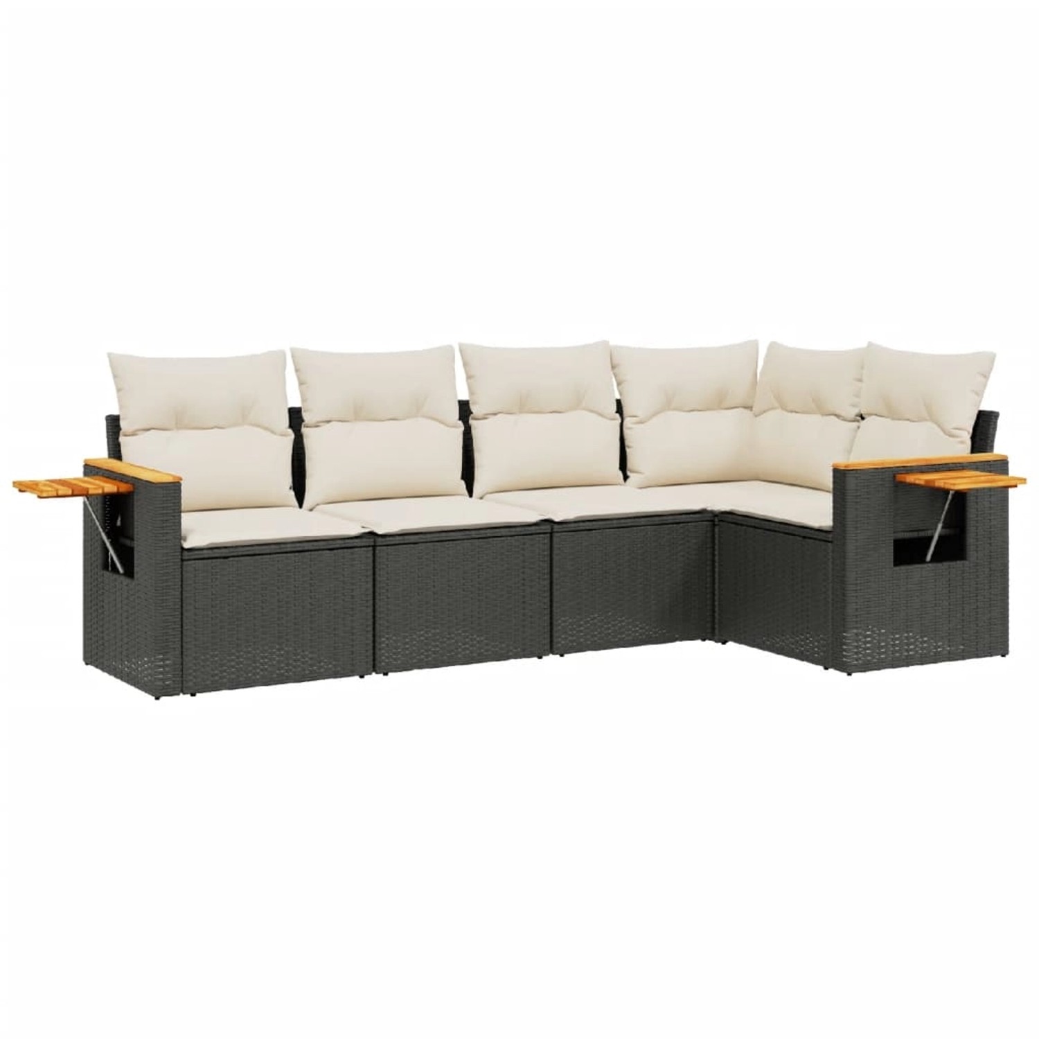 vidaXL 5-Tlg Garten-Sofagarnitur mit Kissen Schwarz Poly Rattan 3226784 günstig online kaufen