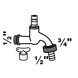 Kirchhoff Auslaufventil mit Steckschlüssel, 21 mm (1/2AG) x 26,4 mm (3/4AG) x 1/2 T, für Garten und Haus.