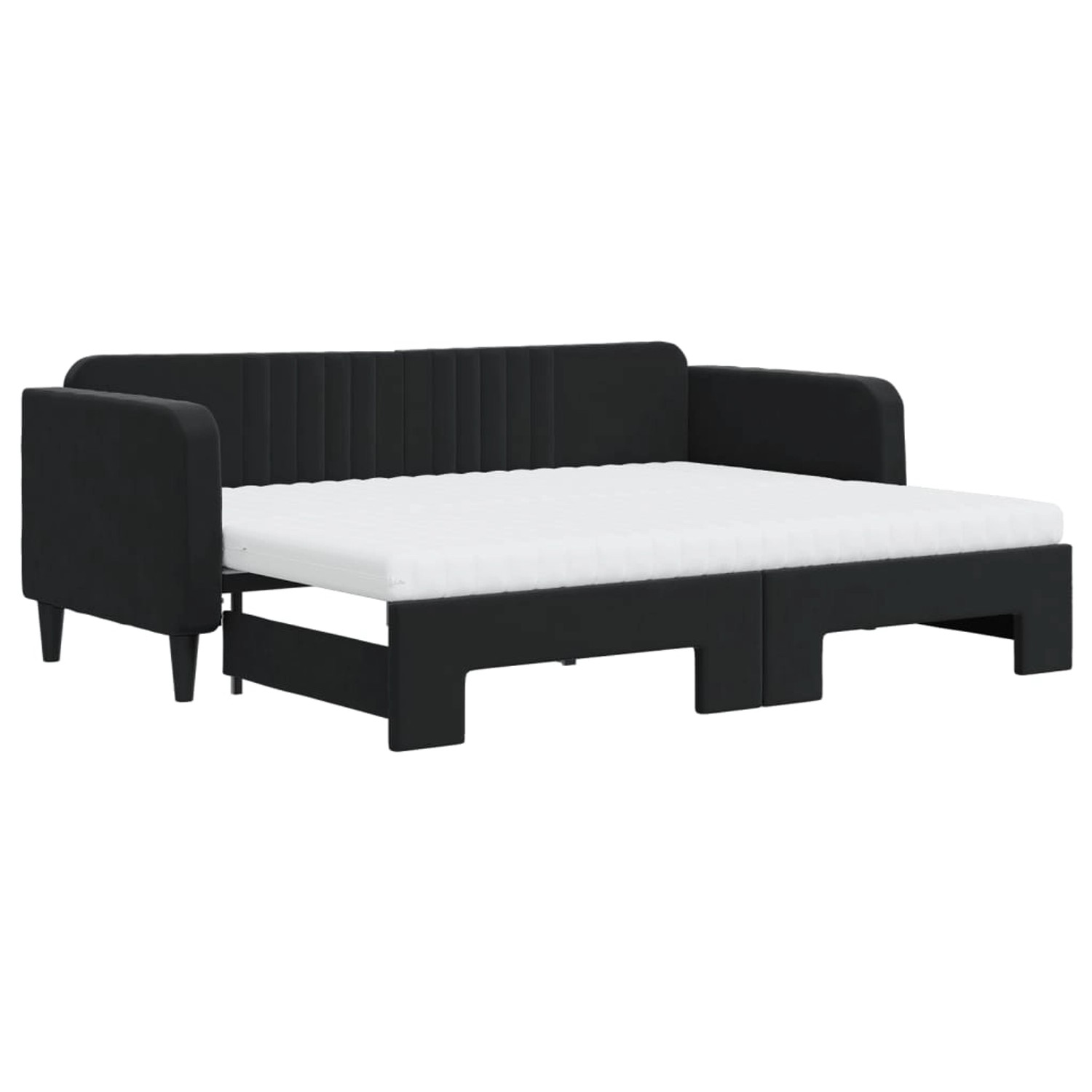Thumbnail - vidaXL Tagesbett Ausziehbar mit Matratzen Schwarz 80x200 cm Samt1847103
