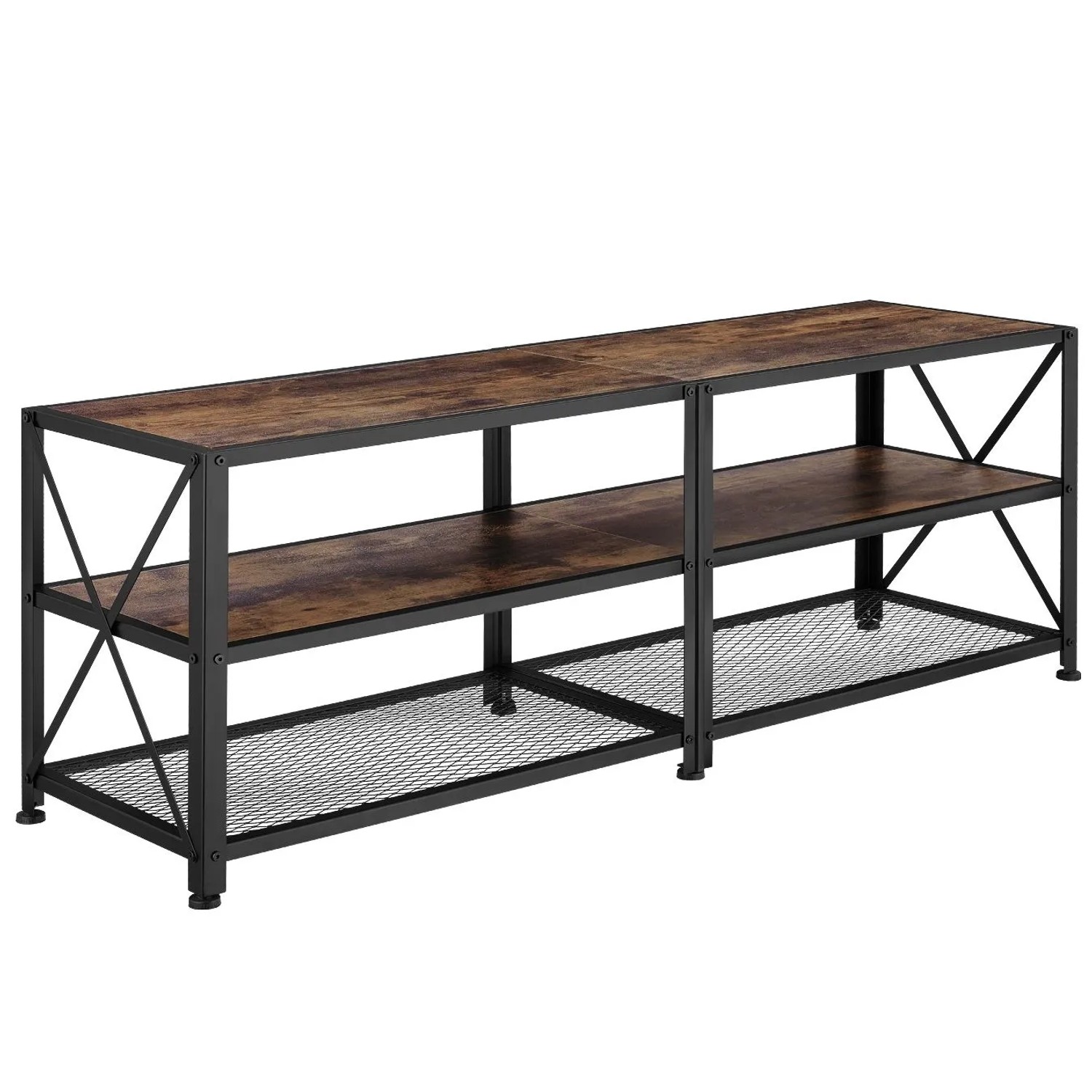 Tectake Tv Regal Chicago Industrial Style Holz und Stahl  141 x 41 50 x 50 50 cm Industrial Holz Dunkel  Rustikal