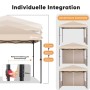 Khakifarbener Sekey Pop Up Pavillon 3x3 mit Höhenverstellung (250-270cm) und flexiblen, abnehmbaren Seitenteilen.