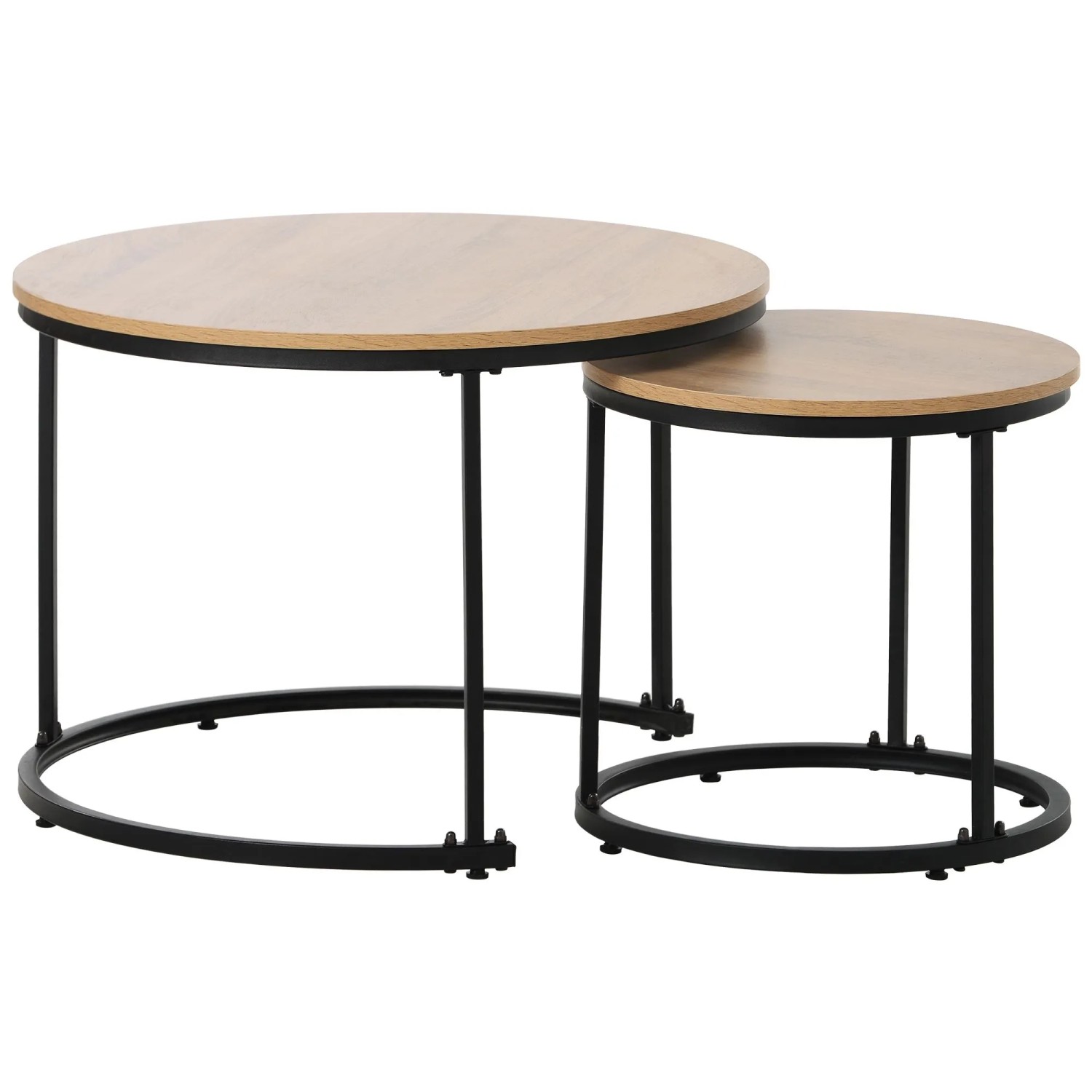 Okwish Couchtisch Rund 2-Set Geschachtelter Beistelltisch Für Wohnzimmer 71 × 71 Cm Braun
