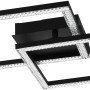 Moderne LED Deckenleuchte Leijas in Schwarz mit transparentem Kristall-Dekor, 21W.
