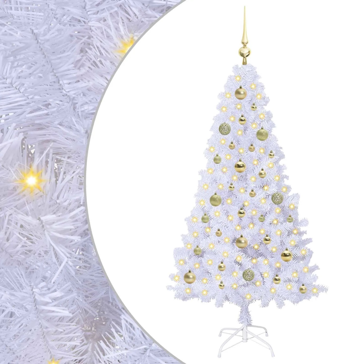 vidaXL Künstlicher Weihnachtsbaum Weiß 150 cm PVC und Stahl 3426762