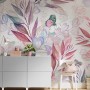 Komar Vliestapete Eucalyptus, florales Muster mit Blättern und Schmetterling, 250x250 cm.
