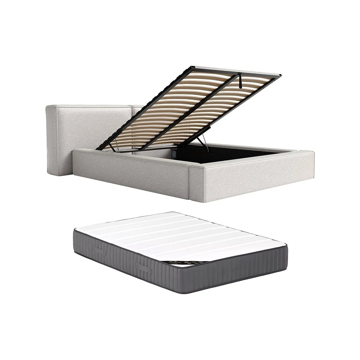 Vente-unique Bett Mit Bettkasten Timano Hellgrau 206 cm