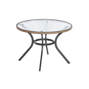 Runder Gartentisch Ravenna, Ø 100 cm, aus dem 9-tlg. Gartenmöbel-Set von Merxx mit Glasplatte und Metallgestell.