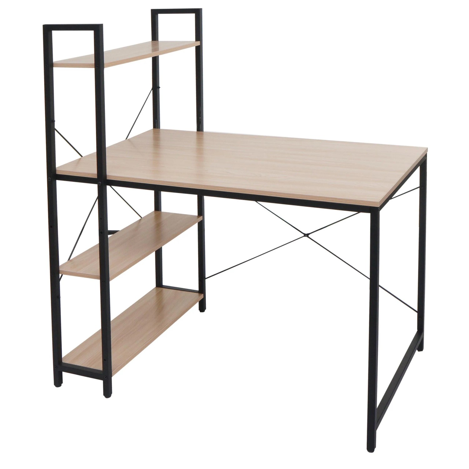 Proregal Schreibtisch Mit Regal HxBxT 120x100x60 cm Metall Holz Natur Lapto günstig online kaufen