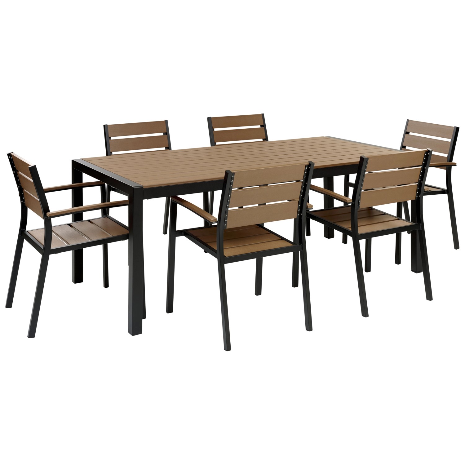 Beliani Gartentisch Set VERNIO Heller Holzfarbton Schwarz günstig online kaufen
