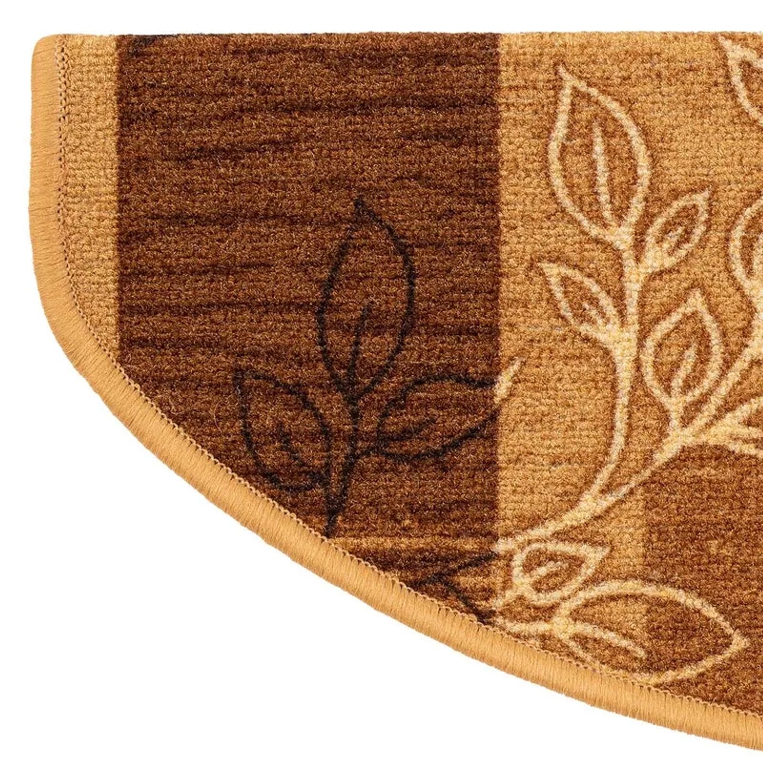 Beige, halbrunde KARAT Stufenmatte Akzent mit Blattmuster, selbstklebend für Innen.