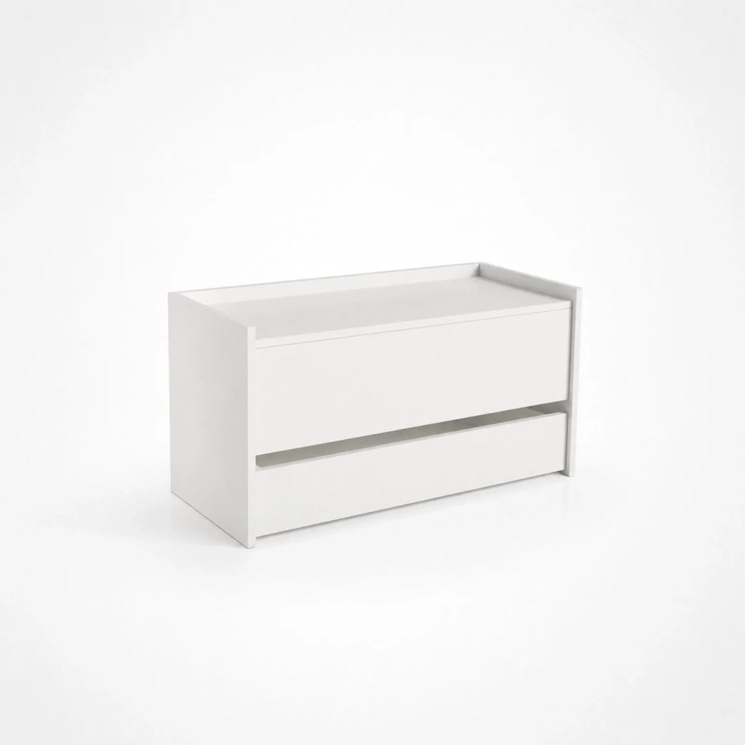 The White Stone Sitzbank mit Stauraum Weiß mit Unterer Schublade und Innenfach  Flurbank Platzsparend mit Soft Close