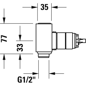 Technische Zeichnung Duravit Grundkörper Waschtischmischer Unterputz mit Maßangaben.
