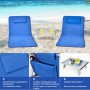 Costway 2er Set Strandmatte mit Beistelltisch Kopfkissen & Staufach Blau_5