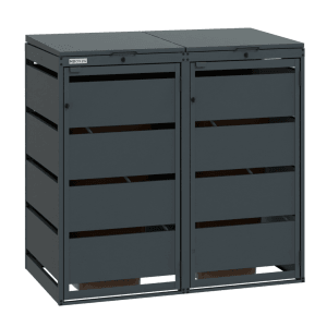 MBOX24 Classic Mülltonnenbox für 2 Mülltonnen (120L) aus Verzinktem Stahl  2er Metall Mülltonnenverkleidung in Anthrazit  Robust & Wetterfest