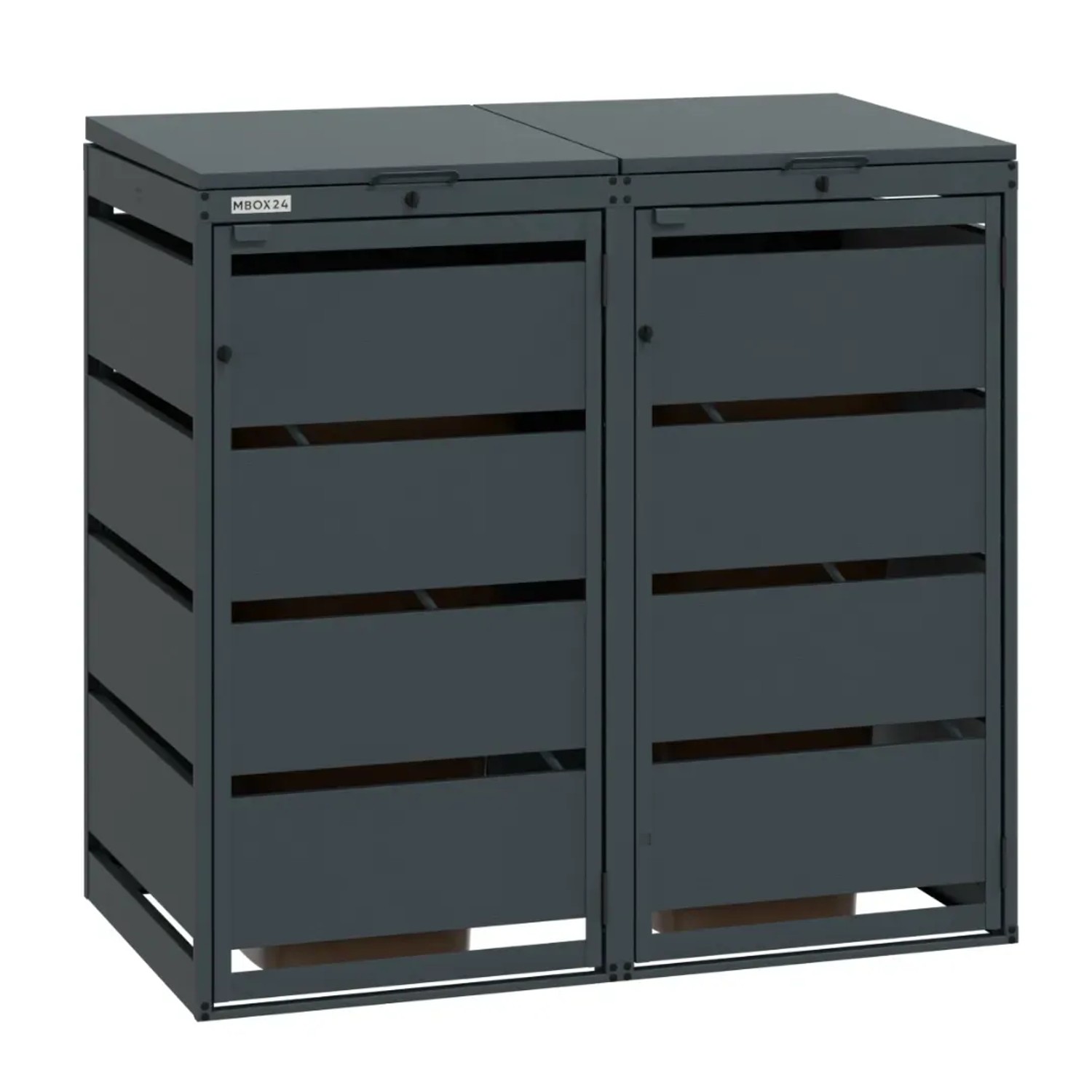 MBOX24 Classic Mülltonnenbox für 2 Mülltonnen (120L) aus Verzinktem Stahl  2er Metall Mülltonnenverkleidung in Anthrazit  Robust & Wetterfest