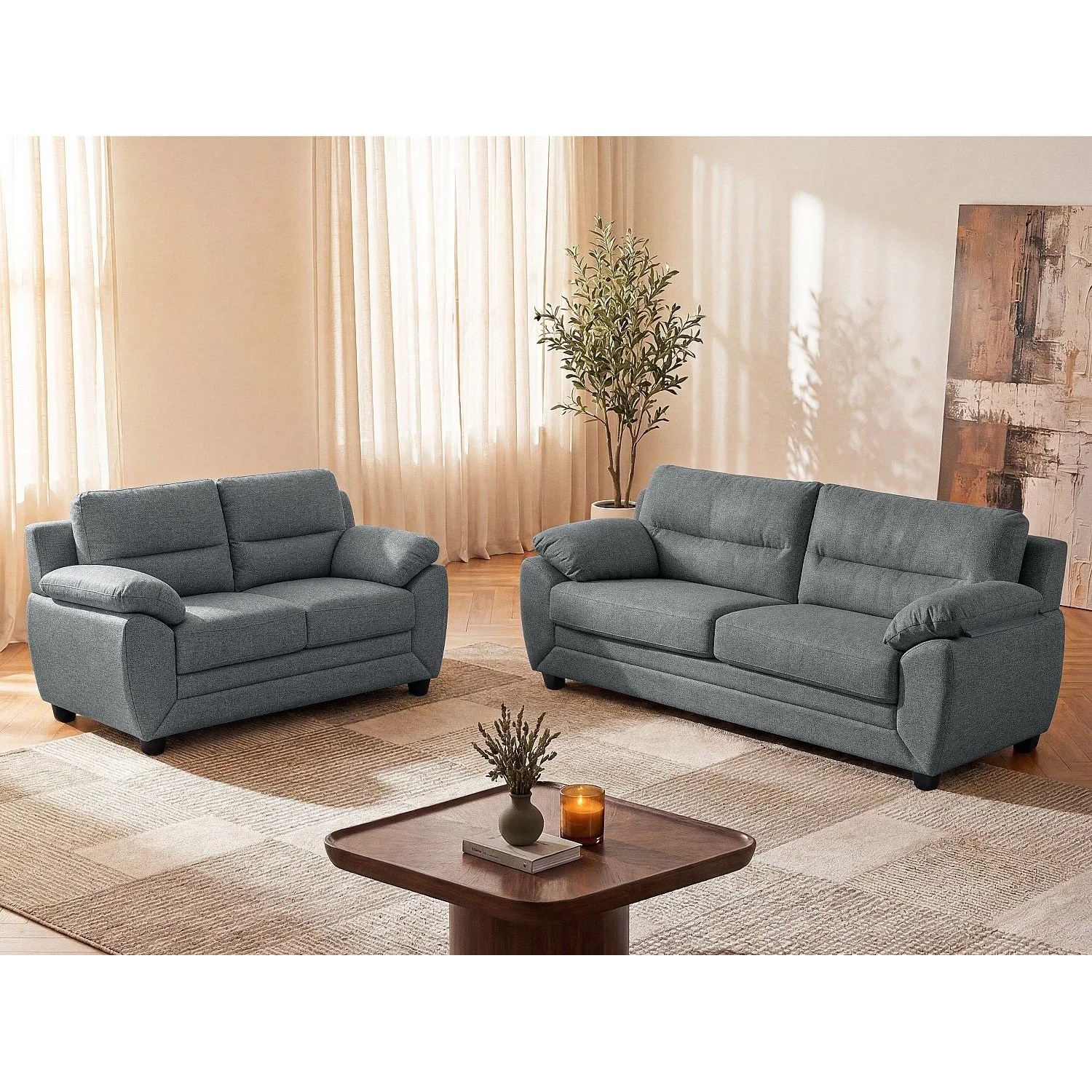 Vente-unique Couchgarnitur Manoa Anthrazitgrau 163 cm  201 cm
