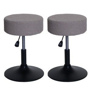 PROREGAL 2er-Set Hocker Höhenverstellbar Und Drehbar Sitzhöhe 45-57cm Durchmesser 37cm Stoff Boucle Taupe Sitzhocker Schminkhocker