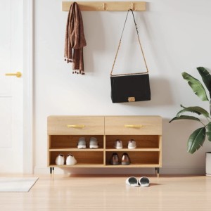 vidaXL Schuhbank Sonoma-Eiche mit Schubladen und Fächern zur Schuhaufbewahrung.