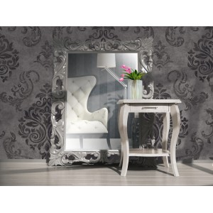 A.S. Creation Vliestapete Elegance Barock Grau mit Barockmuster im Wohnraum.