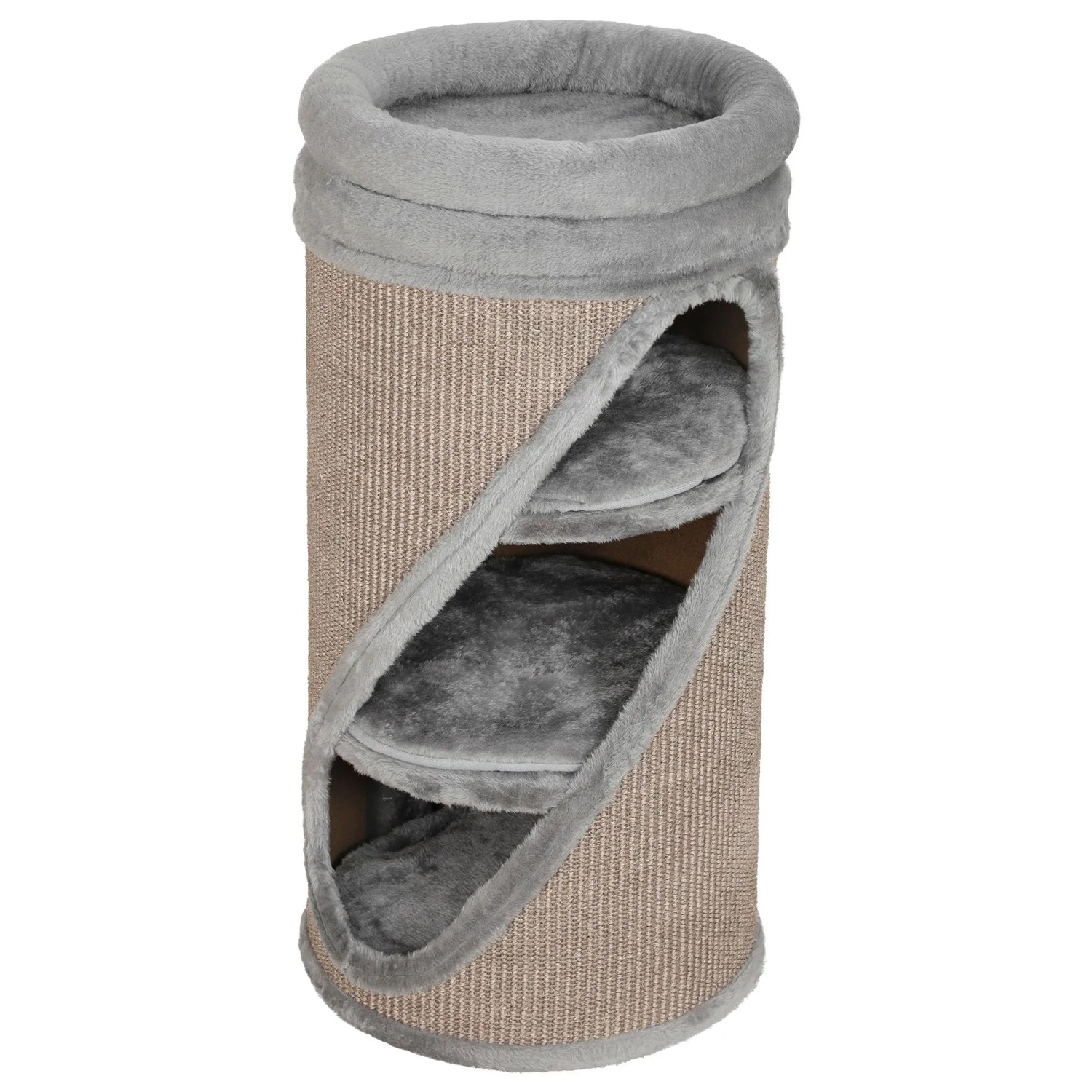 PawHut Katzenkratztonne Spanplatte Plüsch 35L x 35B x 75H cm Grau