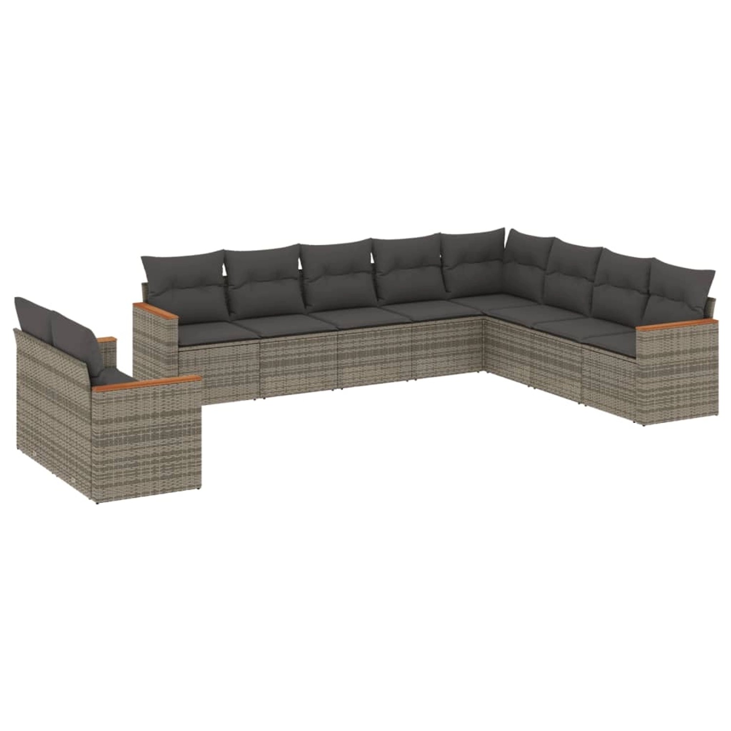 vidaXL 10-Tlg Garten-Sofagarnitur mit Kissen Grau Poly Rattan 3258518 günstig online kaufen