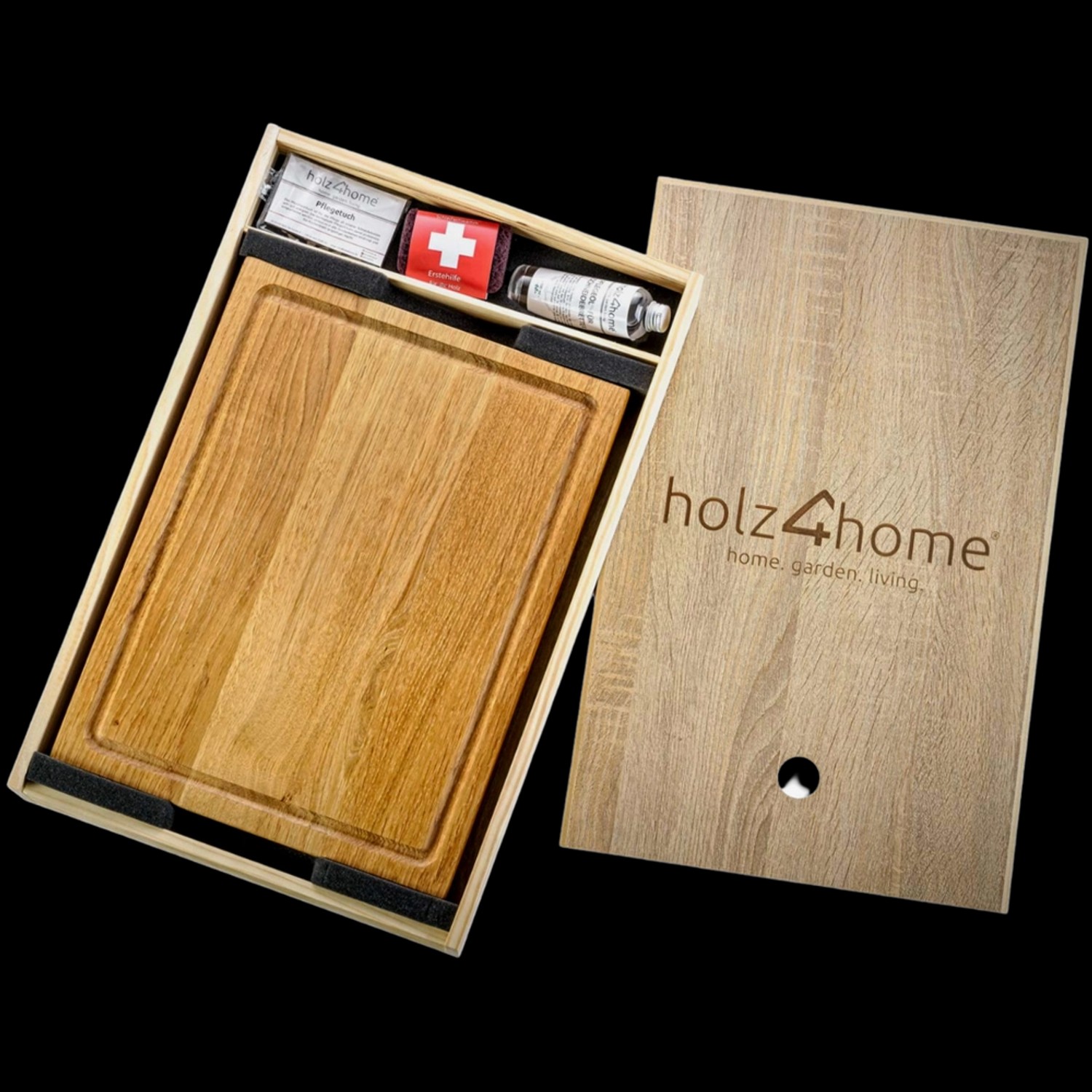 holz4home Servierbrett und Schneidebrett Set Alina aus Massivholz Eiche